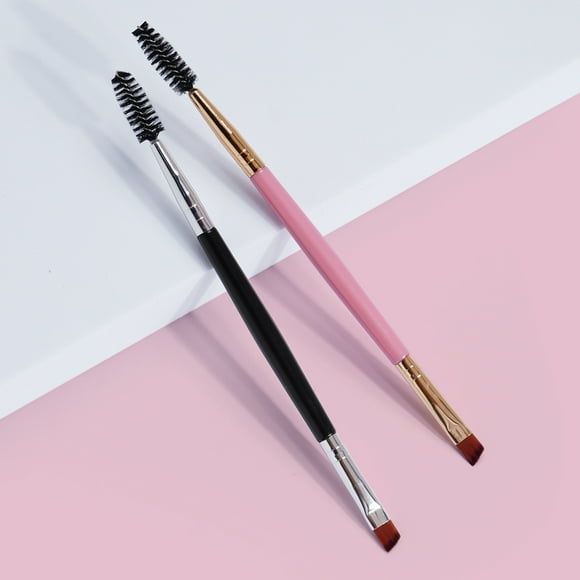2 Pieces Duo Eyebrow Brush Angled Eye Brow Brush and Spoolie Brush Mini Eyelash Brush for Tinting Angled Eyebrow