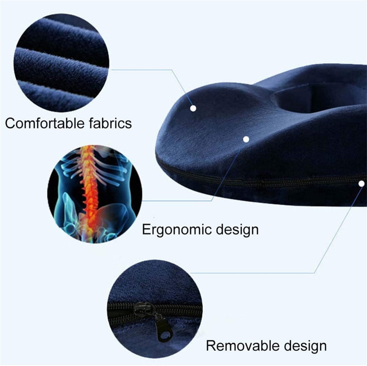 Happon Hemorrhoid Cushion Blue Donut Tailbone Pillow Donut Seat Cushion  Pain Relief Hemorrhoid Treatment Pillow for Back Coccyx Pain Bedsores  Medical Surgery for Office Chair Car (Man) 