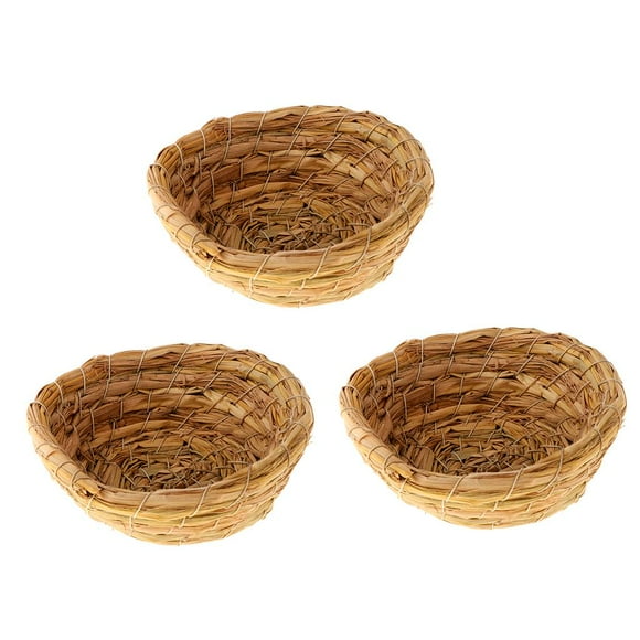 3Pcs Woven Straw Bird Nest Cage Birdhouses/Bed House for Chicken Dove Hamster