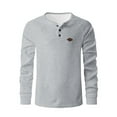 thumbnail image 4 of YLSDY Men's Waffle Long Sleeve Shirt Henley Shirt for Men Fall Fashion Casual Crew Neck Solid Color T Shirts Gray S, 4 of 8