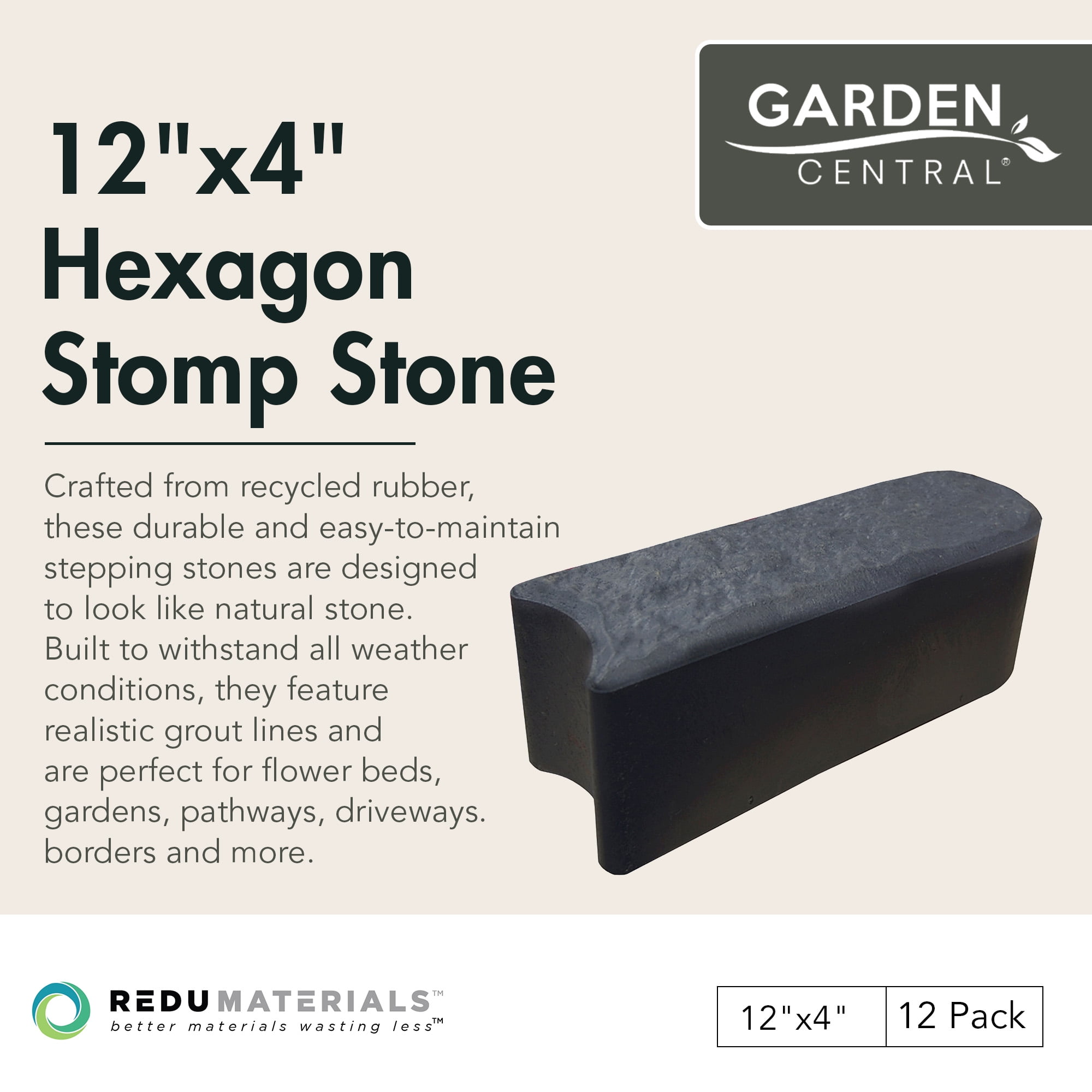 TierraVerde 12 Pack 12 "x 4" Stomp Edge Slate Lightweight Garden Borders, Grey