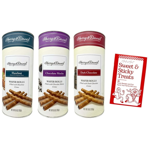 Harry & David Rolled Wafer Cookies - 3 flavors - 1 each: Hazelnut, Chocolate Mocha, Dark Chocolate (10 oz)   MerlinsMart Zine