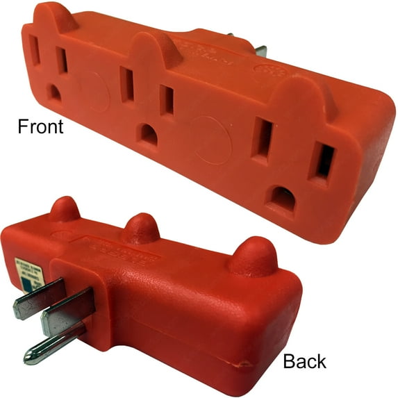 3 Outlet Grounded High-Impart Plastic Adapter - 3 Pack - Electriduct
