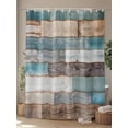 thumbnail image 4 of Boanket Polyester Fabric Teal Brown Farmhouse Shower Curtain, Vintage Retro Wooden Waterproof Bathtub Curtain Bathroom Decor Set with Hooks 72 x 84 Inches,, 4 of 6