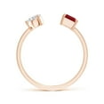 thumbnail image 2 of ANGARA Natural Two-Stone Emerald-Cut Ruby & Pear Diamond Open Ring in 14K Rose Gold for Women (Size-6x4mm) | July Birthstone Jewelry for Her, 2 of 10