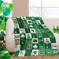 thumbnail image 2 of Green Buffalo Plaid Throw Blankets, St. Patrick''s Day Clover Gnomes Luxury Flannel Fleece Comfort Bed Blanket Irish Festival Theme Cozy Warm Fleece Cover for Sofa Couch Chair 50x60In, 2 of 6