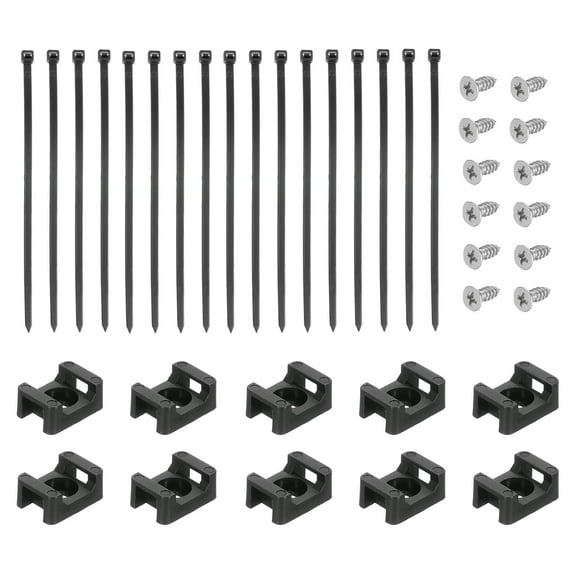Uxcell 100Pcs Magnetic Zip Tie Mount with Cable Zip Ties and Tapping Screw,Black