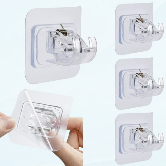 No Drilling Curtain Rod Bracket, Self-Adhesive Window Hardware Rod Bracket, for Kitchen, Bathroom and Hotel (4 Pieces)