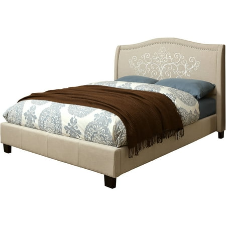 Furniture of America Tehsa Fabric Queen Bed, Beige