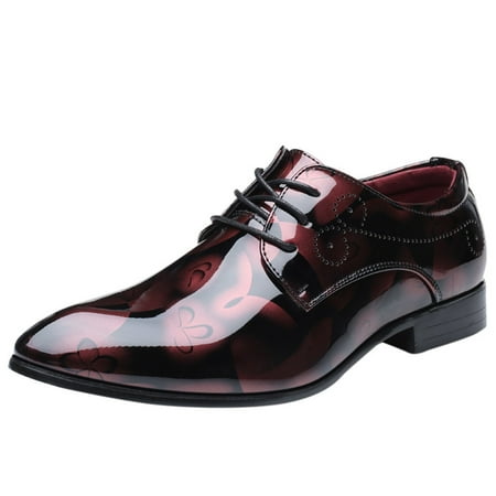 

Cglfd Men S Fashion Pointed Toe Bright Lace Up Leather Wedding Shoes Business Shoes