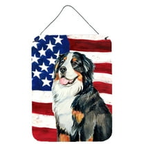Carolines Treasures LH9003DS1216 USA American Flag with Bernese Mountain Dog Wall or Door Hanging Prints 12x16