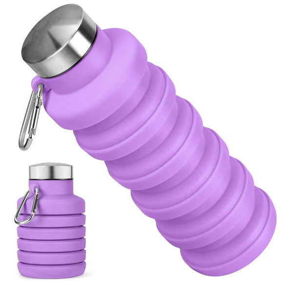 Botella de agua Rotayi plegable de silicona de 500 ml, color morado