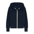 thumbnail image 4 of RYRJJ Women's Zip Up Hoodie Sweatshirt Y2K Fall Fashion Outwear Coat Long Sleeve Loose Fit Pockets Casual Trendy Hooded Jacket(Navy,XL), 4 of 6