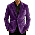 thumbnail image 2 of yuCgh Men's Corduroy Blazer Jacket, Solid Color Casual Suit Cardigan with Warm Pockets, Lightweight Fall Winter Outerwear for Business Casual & Daily Wear,Purple,XL, 2 of 6