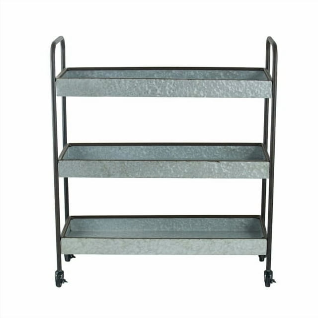 Galvanized Steel Triple Shelving - Industrial Storage Rack for Garage/Kitchen/Basement, Silver (35"W x 12.5"D x 40"H)