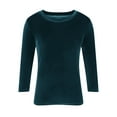 thumbnail image 5 of lcziwo Deals Today Womens Plus Size Velvet Tops Long Sleeve Casual Solid Color Blouses Vintage Lightweight Crew Neck Tee Shirts,Sky Blue,M, 5 of 6