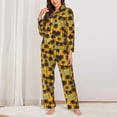 thumbnail image 2 of KLL Hawaii Palms Print Women's Long Sleeve Pajamas with Pants Sleepwear Loungewear 2 Set-Large, 2 of 7