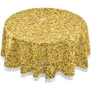 SKYSONIC Sparkle Gold Glitter Tablecloth Round Tablecloths Polyester Tablecover Cloths Washable Tabletop Runner Kitchen Party Picnic Dining Home Decor 60inch