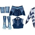 thumbnail image 5 of Ahsoka Tano Blue Battle Suit Outfit with Crop Top and Mini Skirt Full Set for Women Party or Stage Events, 5 of 6