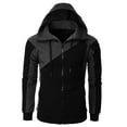 thumbnail image 2 of XFLWAM Men's Novelty Color Block Pullover Fleece Hoodies Casual Hooded Sweatshirts Full Zip Jackets with Pocket Black L, 2 of 3