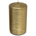thumbnail image 3 of Hyoola, 2.4 x 4 Unscented Antique Gold Brushed Metallic Rustic Pillar Candles, Paraffin Wax with Cotton Wicks, 6-Pack, 3 of 8
