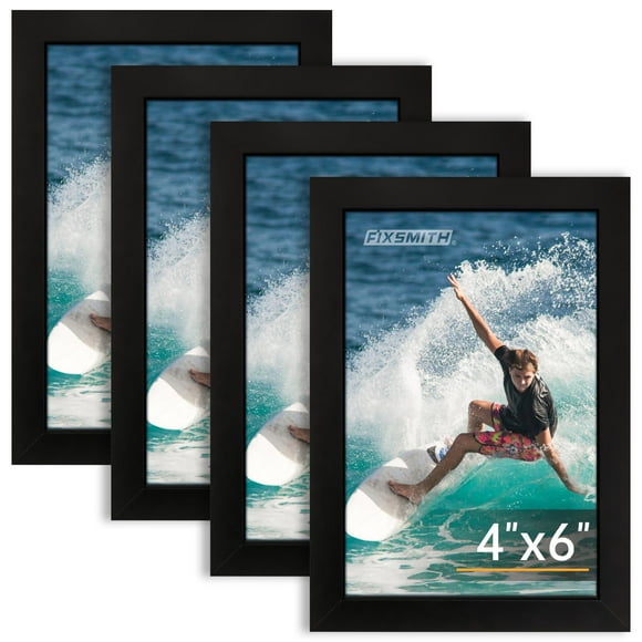 Fixsmith 4X6 Picture Frame Set Of 4 4X6 Photo Frames With Hd Plexiglass For Wall Hanging Or Tabletop Display Black