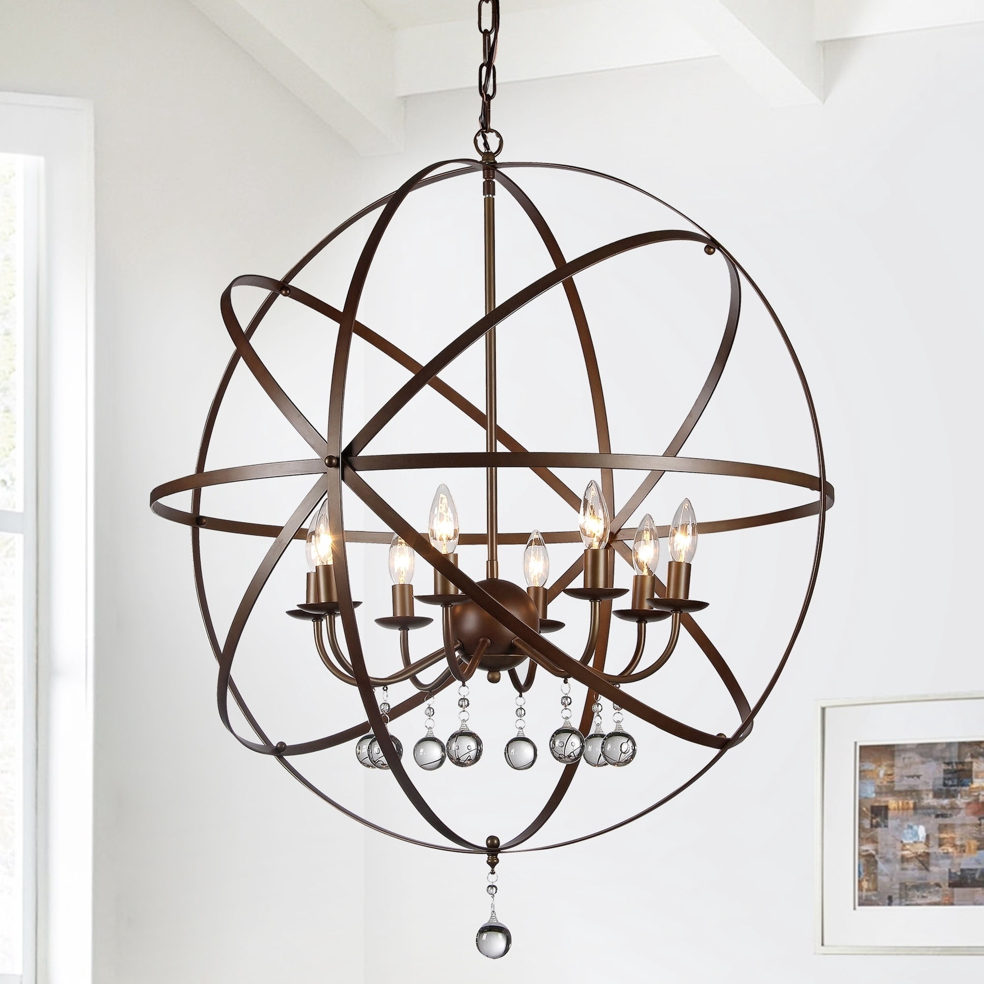 Warehouse of Tiffany Jossie 8-light Crystal 30-inch Bronze-finish Chandelier - 22" x 21" x 21"