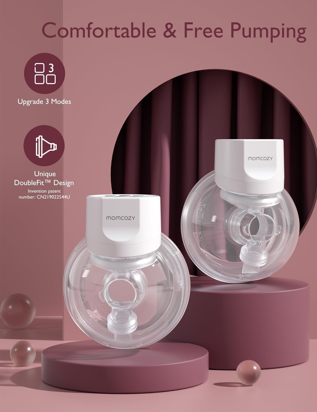 Momcozy S12 Pro-V Wearable Breast Pump Single with Silent Operation and Long Battery Life