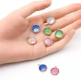 thumbnail image 3 of 8Pcs 4 Colors Alloy Resin Pendants AB Color Flat Round Charms with Scales Pattern Golden Mixed Color 17x13.7x4mm Hole: 1.8mm 2pcs/color, 3 of 5