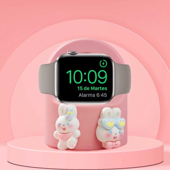 Lindo Soporte De Cargador De Conejo De Dibujos Animados Apto Para Apple Watch Series 10/9/8/Se2/Se/Ultra2/Ultra/7/6/5/4/3/2/1 (49 Mm 45 Mm 44 Mm 42 Mm 41 Mm 40 Mm 38 Mm) La Base De Carga De Silicona P