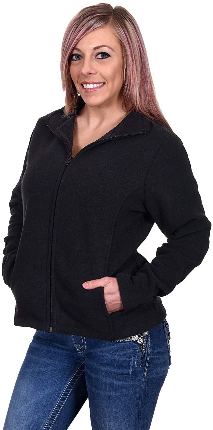 AFC - AFC Womens Full Zip Midweight Polar Fleece Jacket in Black a Zipper Jacket - Walmart.com 