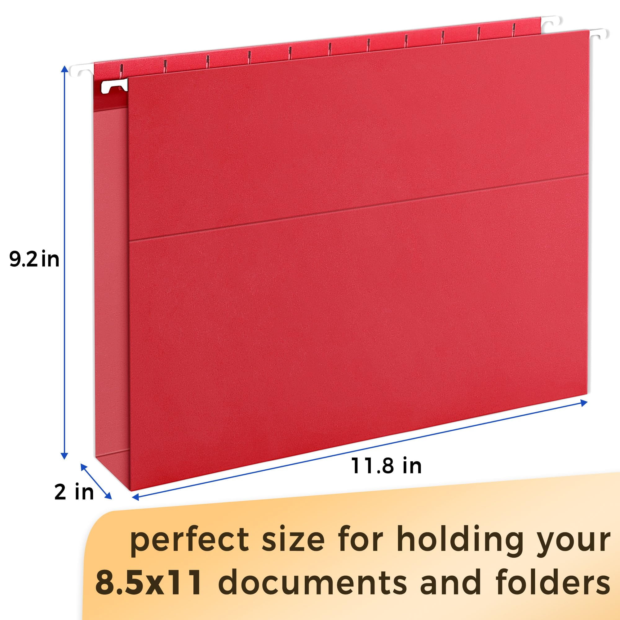 Hanging File Folders Extra Capacity Assorted Colors, 25 Pack Letter Size File Folders with 1/5-cut Tabs, Heavy Duty 2 Inch Expansion, Stay Organized for Your Home and Office Bulk File