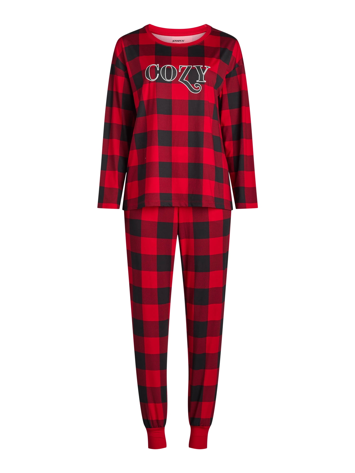 Joyspun Women's Dreamy Soft Collection Long Sleeve Tee and Jogger Pants Pajama Set, 2-Piece, Sizes S-3X