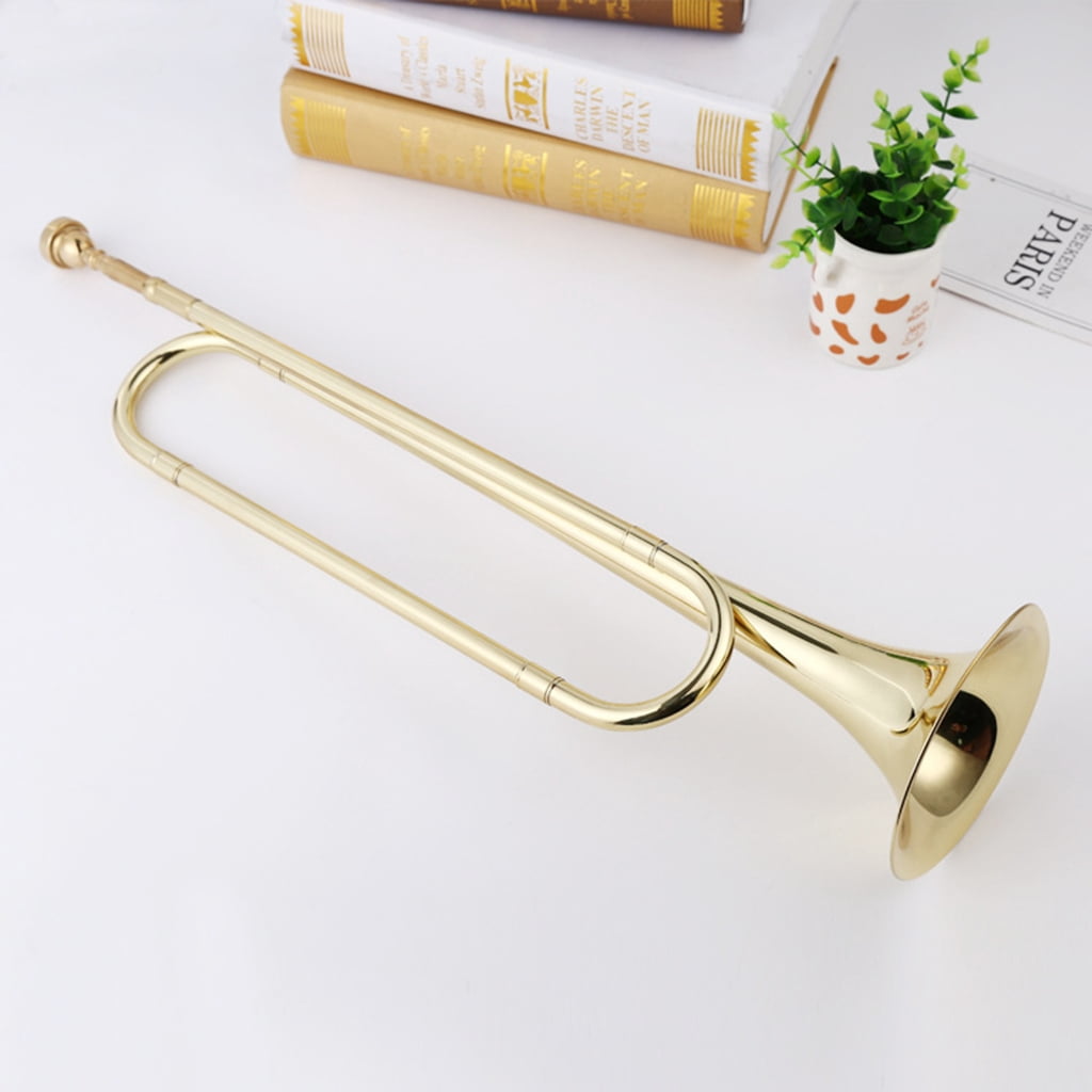 BQBQERT Brass Trumpet School Band Orchestras Bugle with Mouthpiece Musical Instruments Beginners Big Strides Spanish Bugle