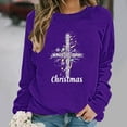 thumbnail image 6 of Ounisa Womens Crewneck Sweatshirt Long Sleeve Christmas Cross Print Terry Casual Cute Pullover Top Sweater, 6 of 6