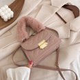 thumbnail image 2 of Bolsa cruzado con patrón de celosía para mujer, sólidos de PU con mango de felpa (rosa) Ehuebsd Para Estrenar, 2 of 9