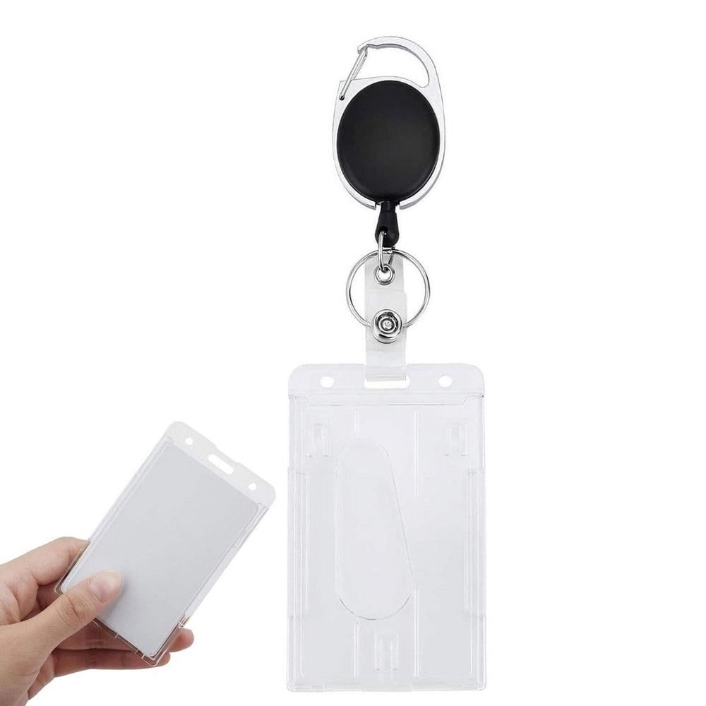 Clear Card Holders Heavy Duty Dual Sided Badge Holder Rigid ID Card ...