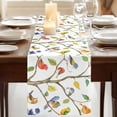 thumbnail image 3 of Watercolor Bird 70 Inch Table Runner, Modern Spring Branch Colorful Leaf Farmhouse Dresser Scarf Cotton & Linen Tablerunner for Dining/Kitchen Island/Holiday Party Décor 13" x 70", 3 of 9