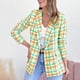 thumbnail image 1 of ICHUANYI Liquidación Mujer Traje de Negocios Estampado de Celosía Manga Larga Cardigan Top Chaqueta Abrigo ICHUANYI WER202308253640, 1 of 7