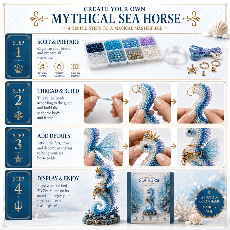 Mythical Ocean DIY Bead Kit for Beginners, 3D Beaded Sea Creature