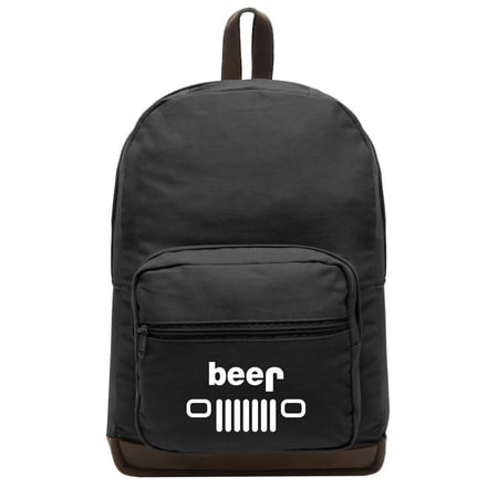 Jeep Beer Canvas Teardrop Backpack with Leather Bottom