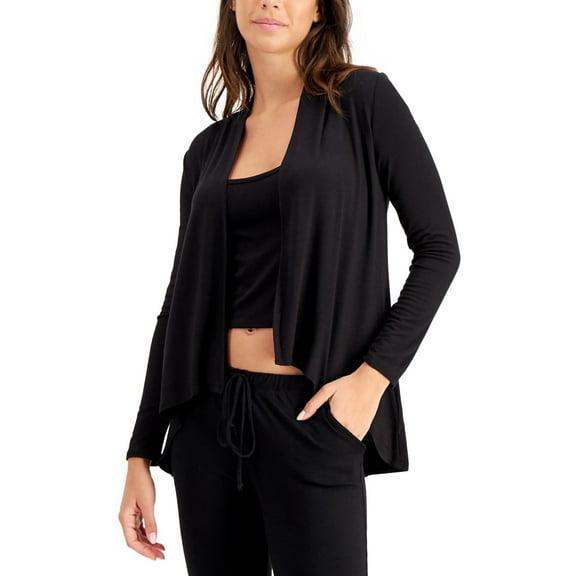Jenni by Jennifer Moore Womens Super Soft Loungewear Duster, Black, Large