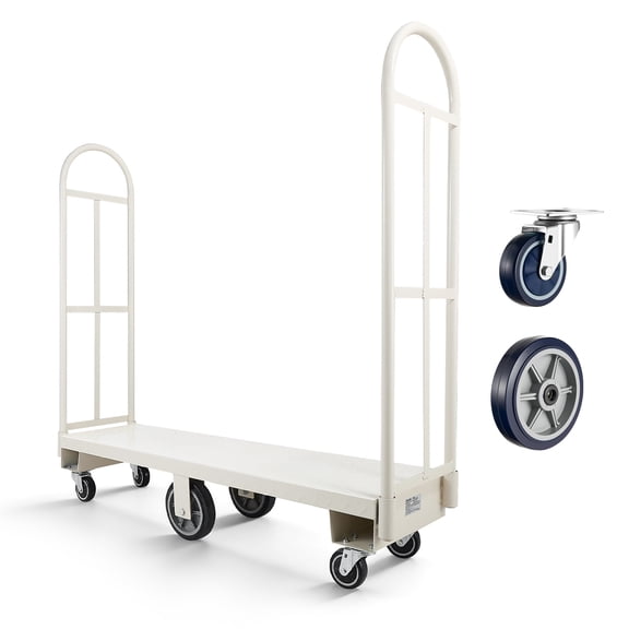 VEVOR U-Boat Platform Truck Dolly, 2000 lbs Load Capacity, Heavy Duty Steel Utility Cart, Industrial Hand Push Truck with Six Wheels and Dual Detachable Handles, for Warehouse, 60 x 16.1 x 59.5 in