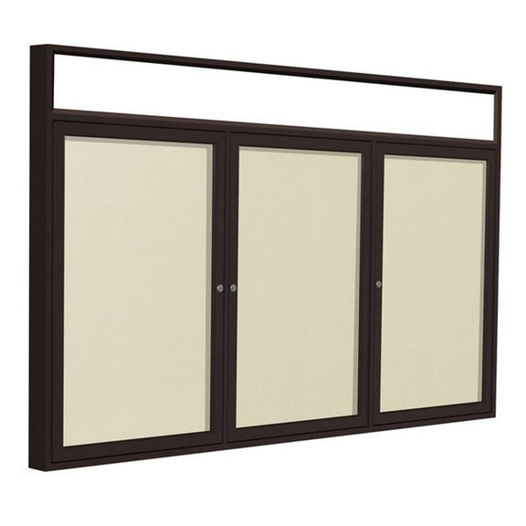 Ghent's Vinyl 48" x 96" 3 Door Enclosed Headliner Bulletin Board in Ivory