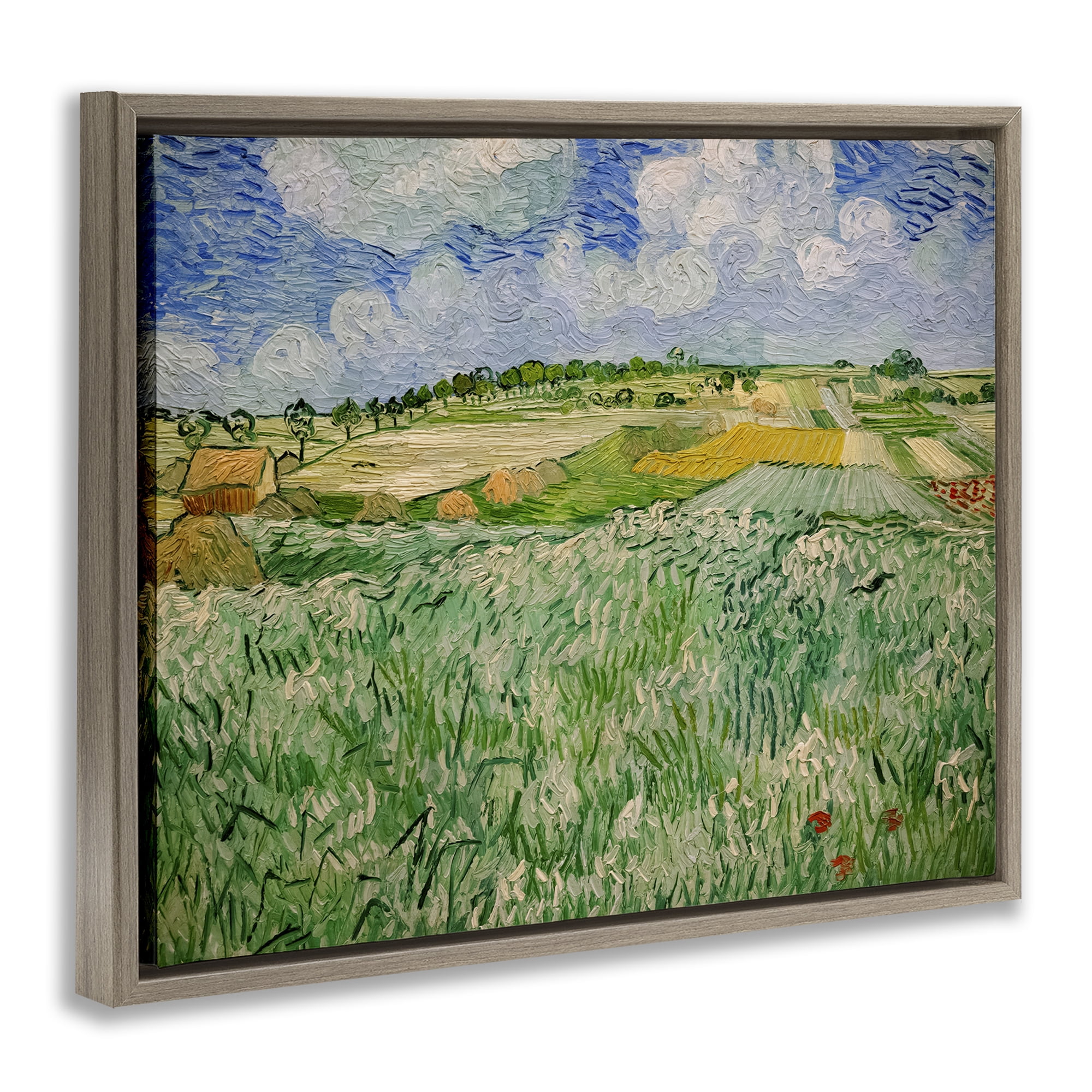 Stupell Industries Plain Near Auvers Painting Brown Framed Floater Canvas Wall Art, design by Vincent Van Gogh