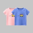 thumbnail image 3 of 2 PCS Girls Cute T-Shirt Kids Summer Short Sleeve Tops Car Casual Cotton Trendy Crew Neck Graphic Tees Loose Blouses, Pink/Blue, 6 Years, 3 of 3