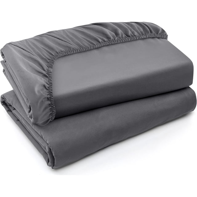 Queen Fitted Sheet - Pack of 2 Bottom Sheets - Soft Brushed Microfiber - Deep Pockets, Shrinkage & Fade Resistant - Easy Care (Queen, White)