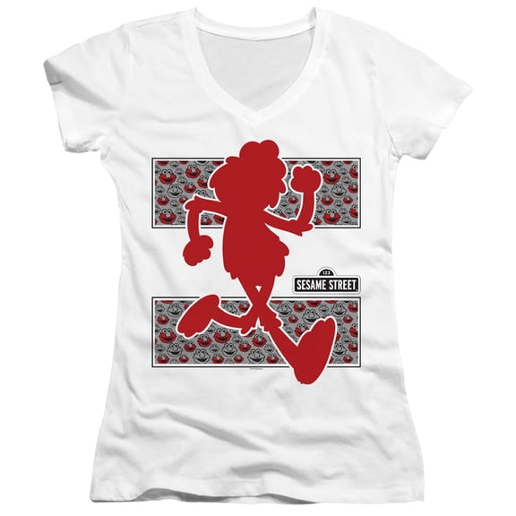 Sesame Street Elmo Runs Junior Women's T-Shirt V-Neck White
