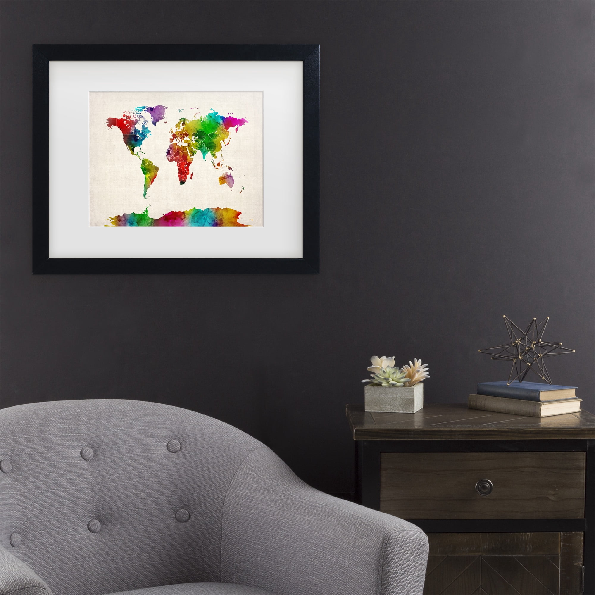 Trademark Fine Art 'Watercolor World Map II' Canvas Art by Michael Tompsett