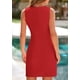 thumbnail image 2 of Vestido de trabajo PRETTYGARDEN 2025 Primavera Sin Mangas Botón Rojo M, 2 of 9